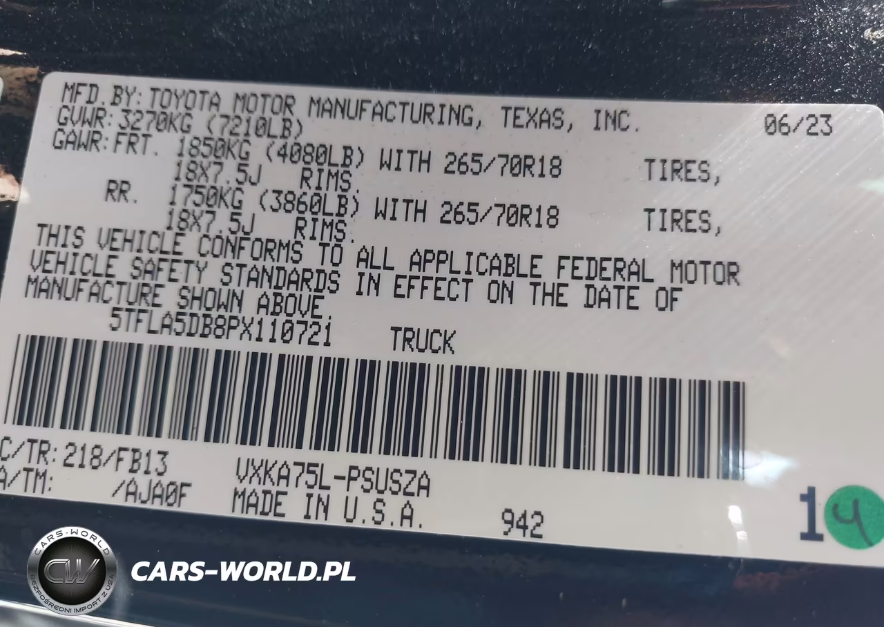 2023 Toyota Tundra Sr5 VIN:5TFLA5DB8PX110721 - 9