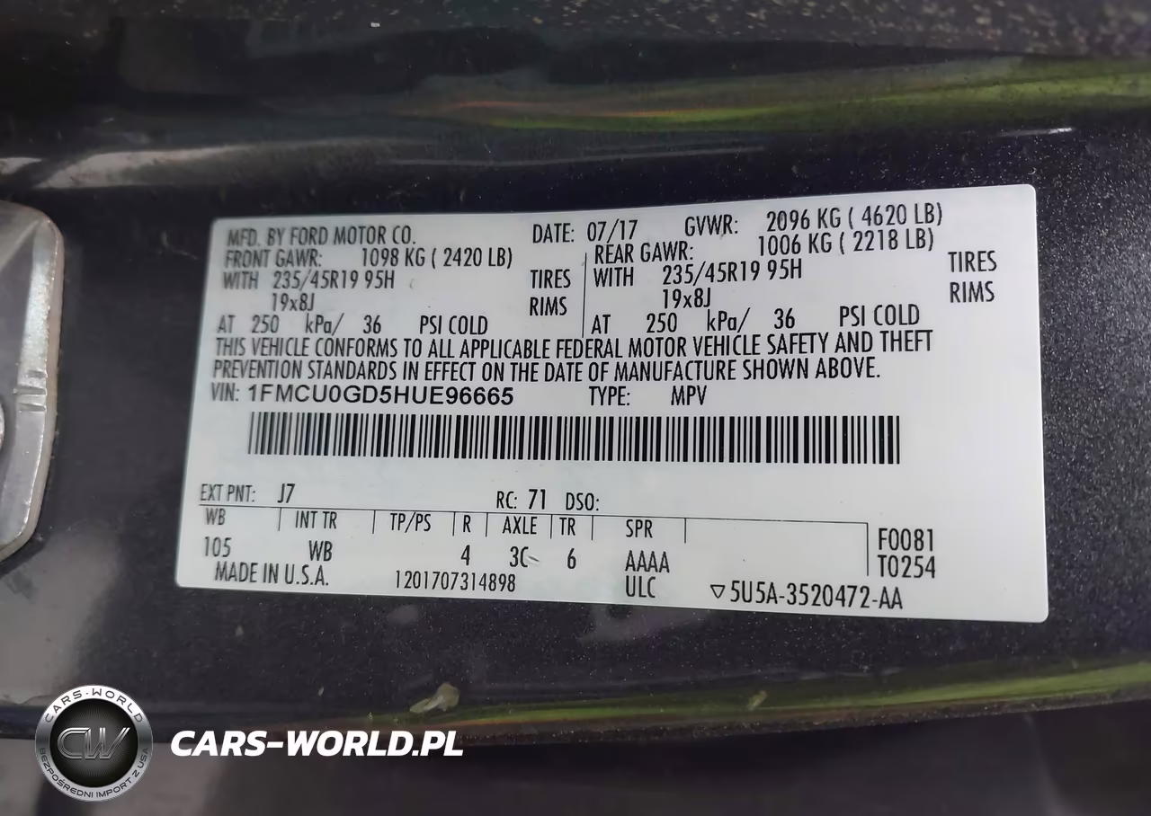 2017 Ford Escape Se VIN:1FMCU0GD5HUE96665 - 9