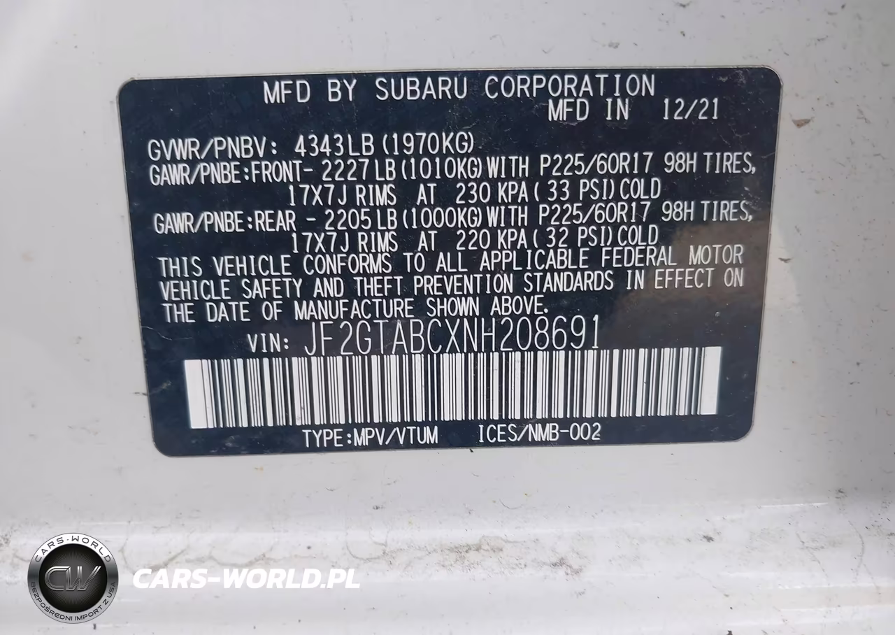 2022 Subaru Crosstrek VIN:JF2GTABCXNH208691 - 9