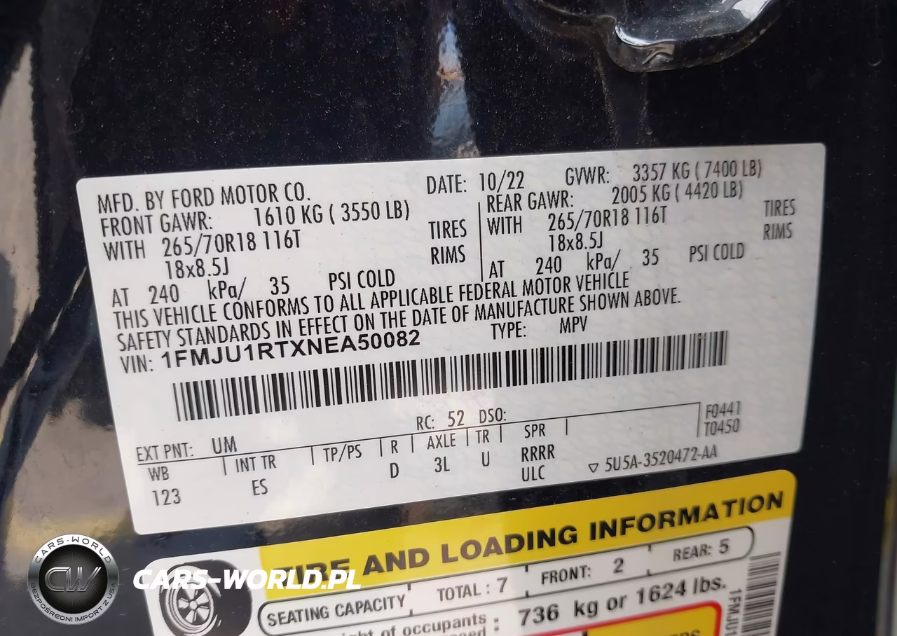2022 Ford Expedition Timberline VIN:1FMJU1RTXNEA50082 - 9
