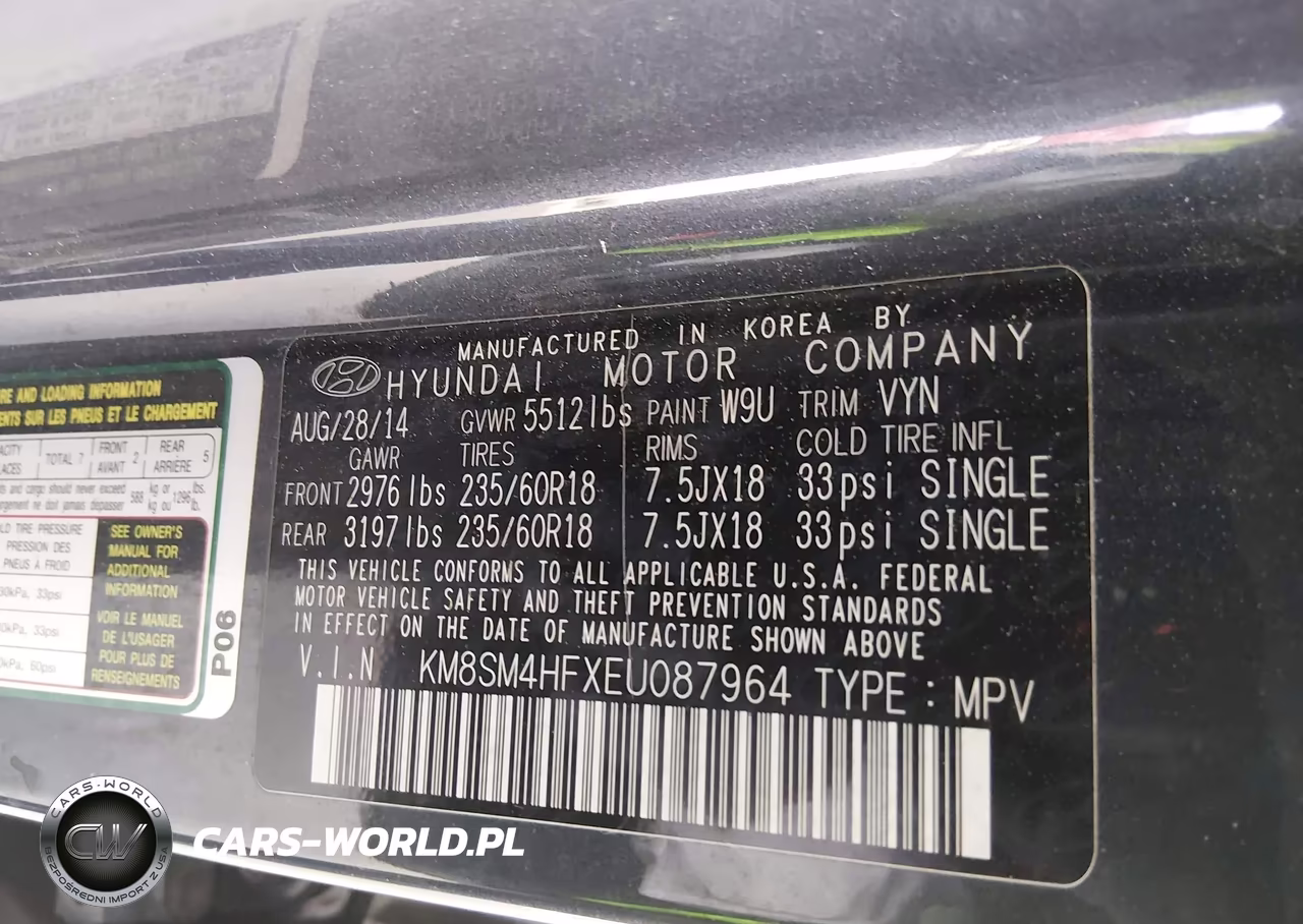 2014 Hyundai Santa Fe Gls VIN:KM8SM4HFXEU087964 - 9