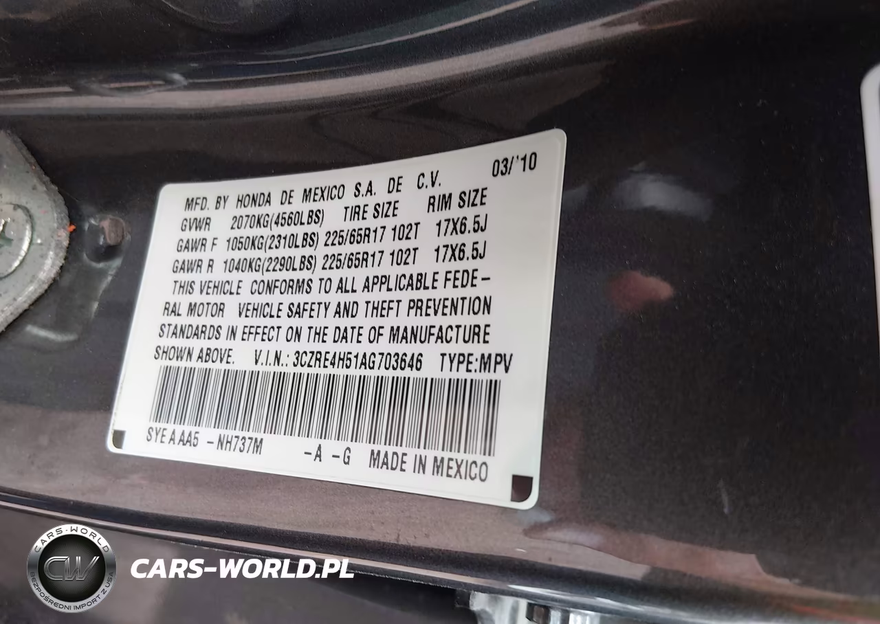 2010 Honda Cr-V Ex VIN:3CZRE4H51AG703646 - 9