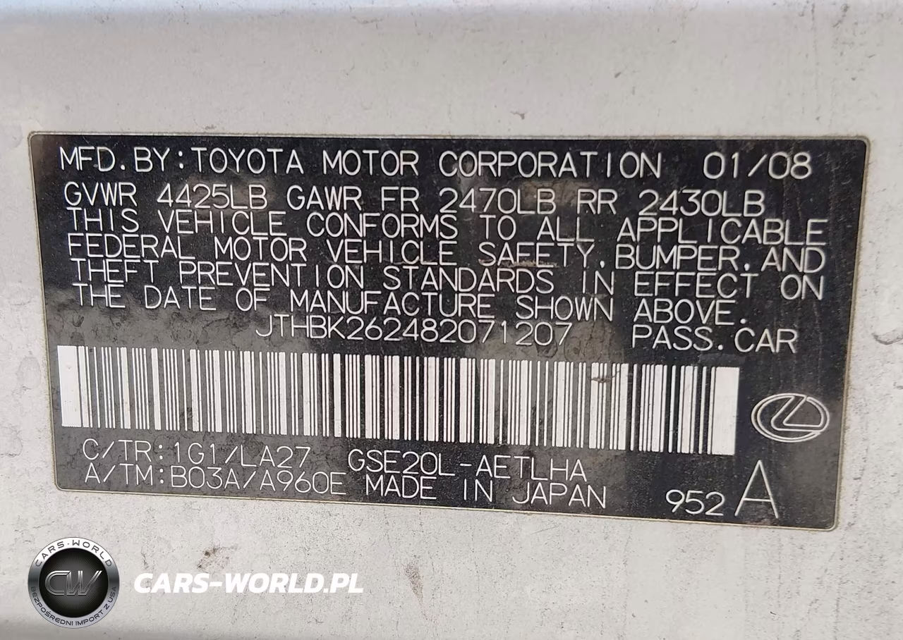 2008 Lexus Is 250 VIN:JTHBK262482071207 - 9