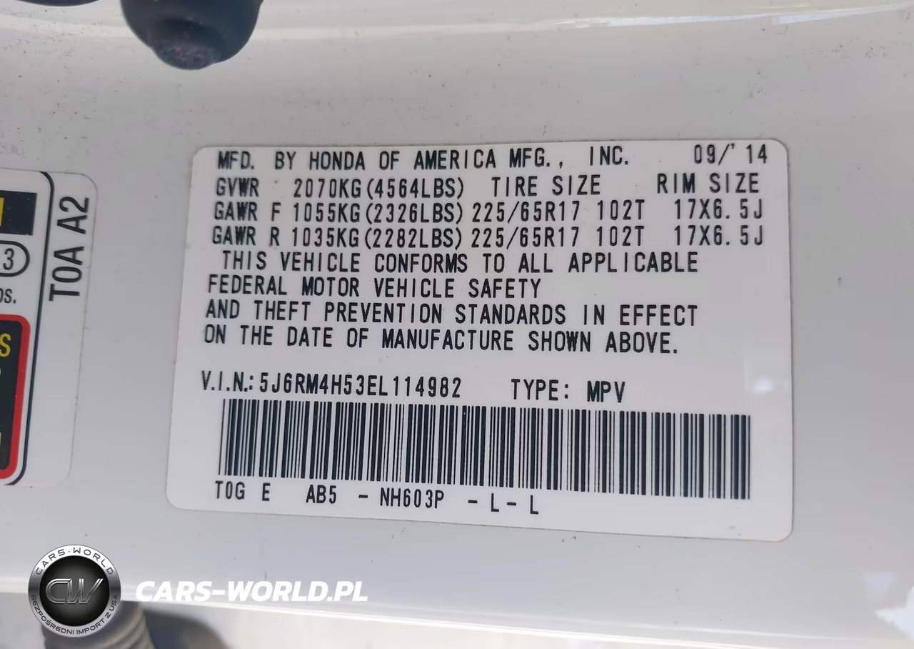 2014 Honda Cr-V Ex VIN:5J6RM4H53EL114982 - 9