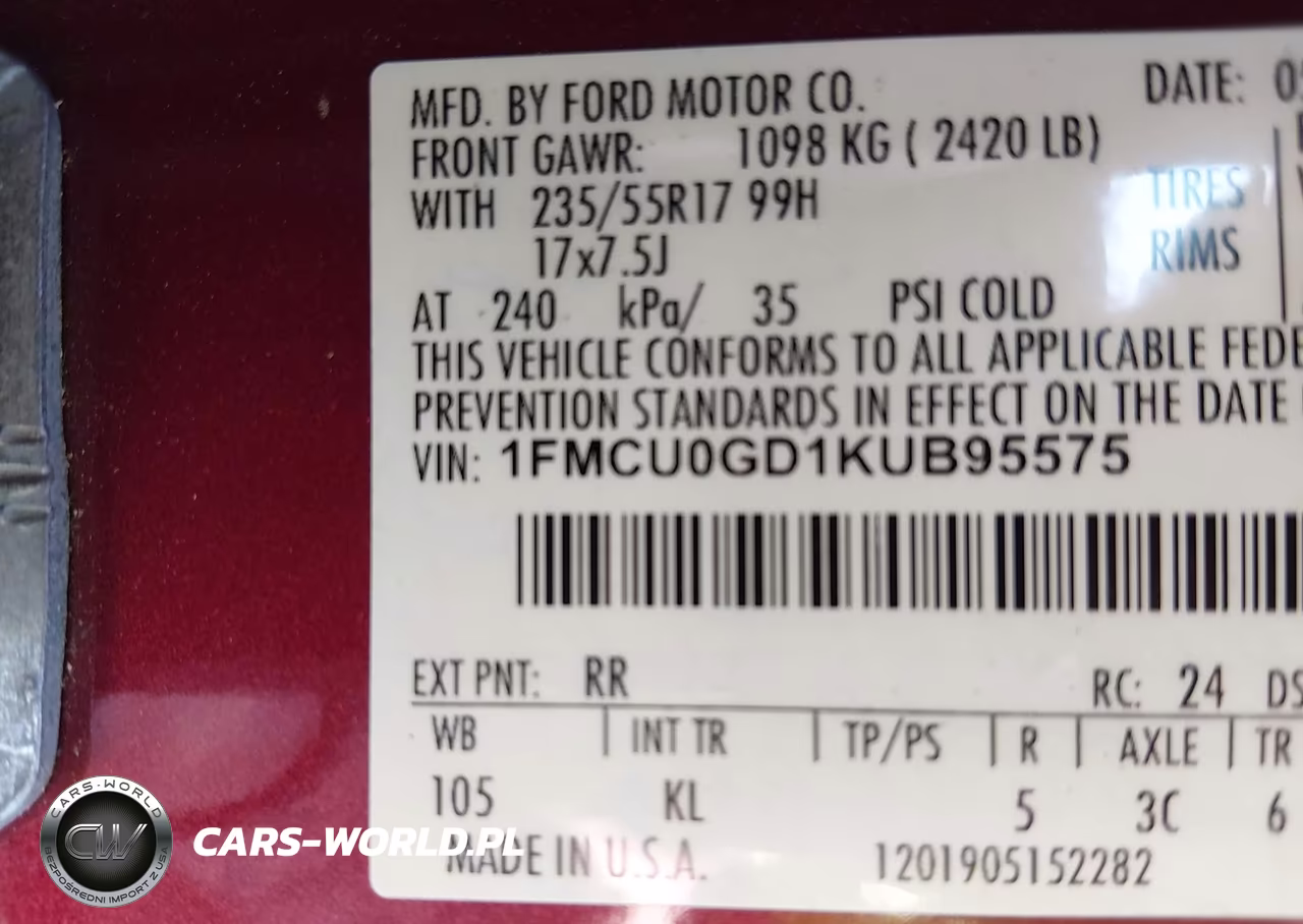 2019 Ford Escape Se VIN:1FMCU0GD1KUB95575 - 9