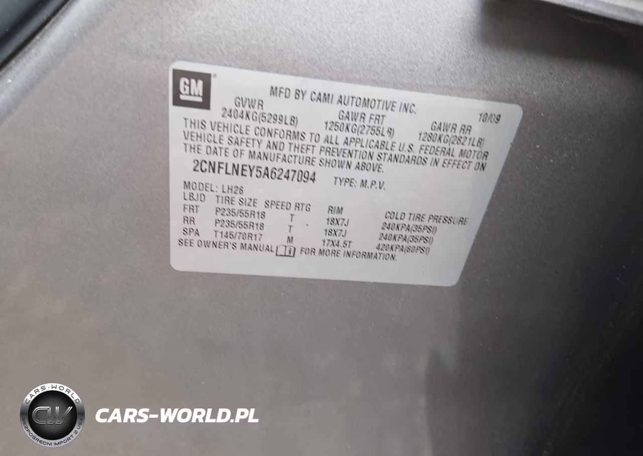 2010 Chevrolet Equinox Lt VIN:2CNFLNEY5A6247094 - 9