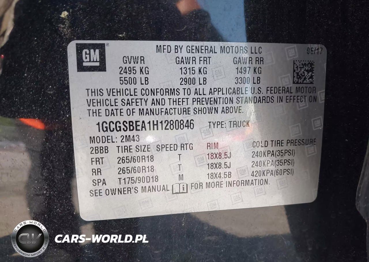 2017 Chevrolet Colorado Wt VIN:1GCGSBEA1H1280846 - 9