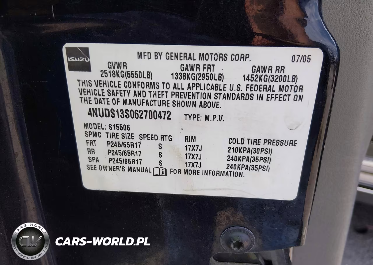 2006 Isuzu Ascender S VIN:4NUDS13S062700472 - 9