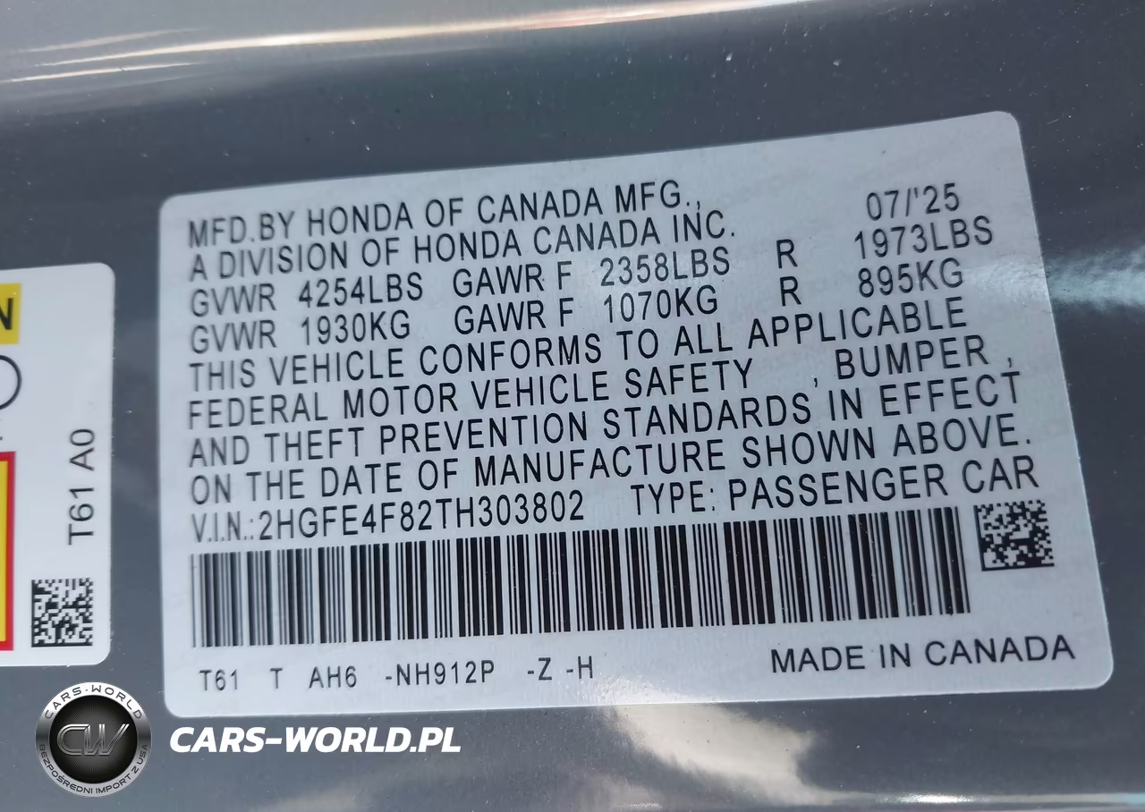 2026 Honda Civic Hybrid Sport-Sport Touring VIN:2HGFE4F82TH303802 - 9