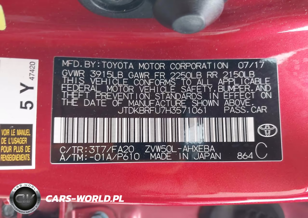 2017 Toyota Prius VIN:JTDKBRFU7H3571061 - 9