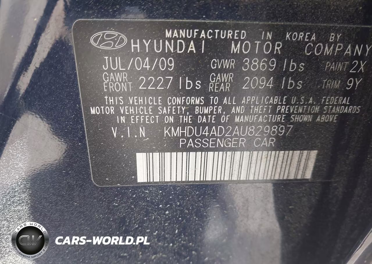 2010 Hyundai Elantra Gls VIN:KMHDU4AD2AU829897 - 9