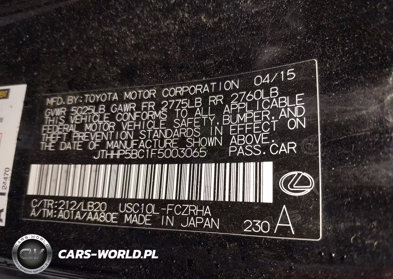 2015 Lexus Rc F VIN:JTHHP5BC1F5003065 - 9