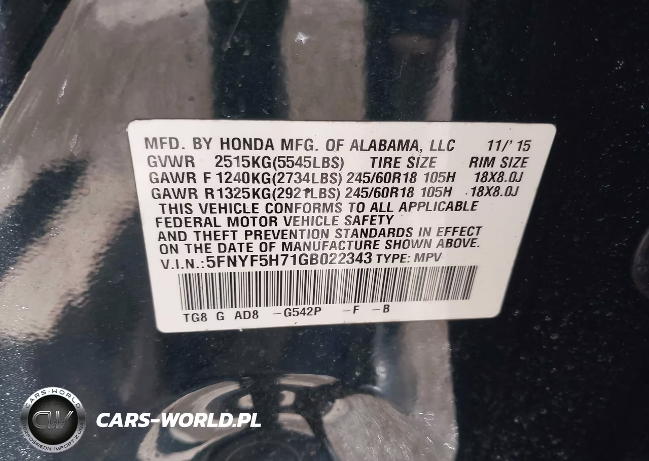 2016 Honda Pilot Ex-L VIN:5FNYF5H71GB022343 - 9