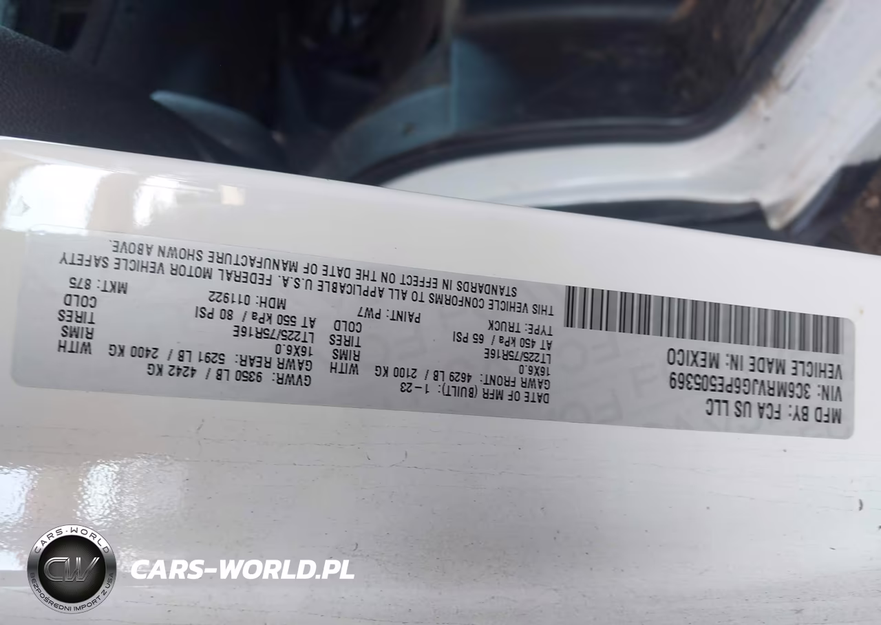 2023 Ram Promaster 3500 Cargo Van High Roof 159 Wb Ext VIN:3C6MRVJG6PE505369 - 9