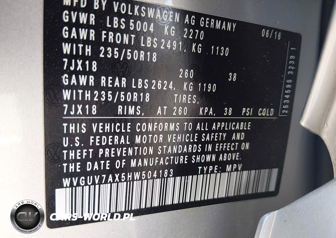 2017 Volkswagen Tiguan 2.0T Sport VIN:WVGUV7AX5HW504183 - 9
