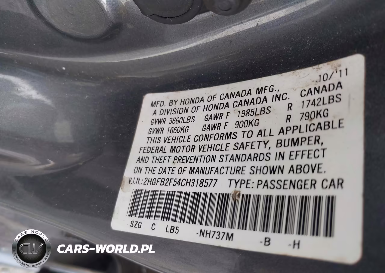 2012 Honda Civic Lx VIN:2HGFB2F54CH318577 - 9