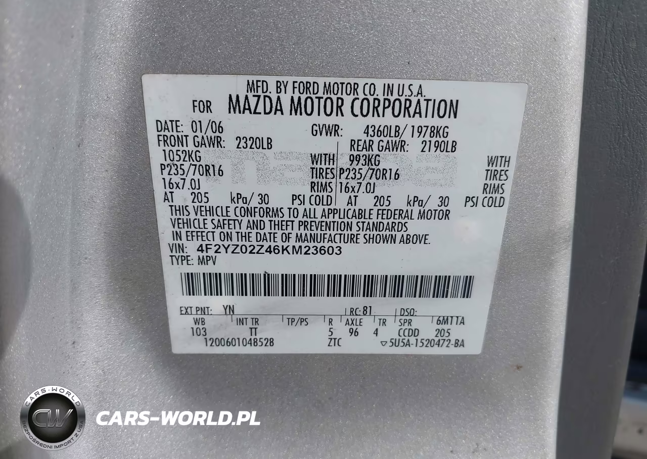 2006 Mazda Tribute I VIN:4F2YZ02Z46KM23603 - 9