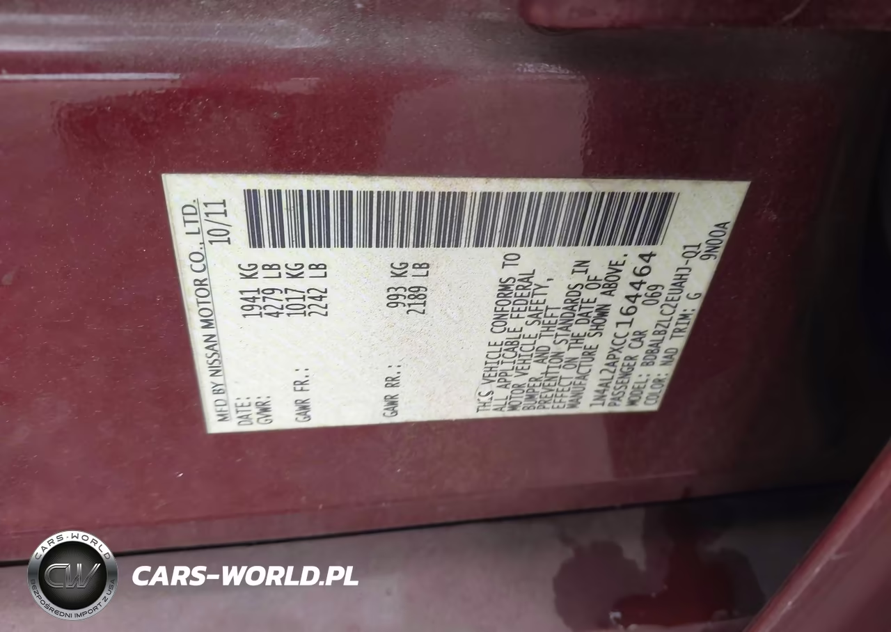 2012 Nissan Altima 2.5 S VIN:1N4AL2APXCC164464 - 9