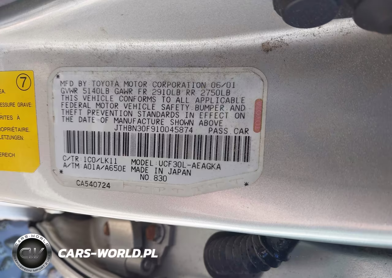 2001 Lexus Ls 430 VIN:JTHBN30F910045874 - 9