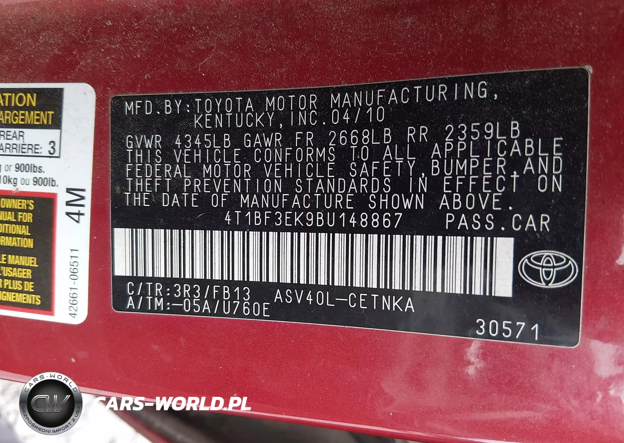 2011 Toyota Camry Le VIN:4T1BF3EK9BU148867 - 9