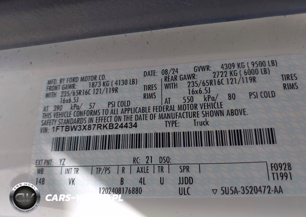 2024 Ford Transit-350 Cargo Van VIN:1FTBW3X87RKB24434 - 9
