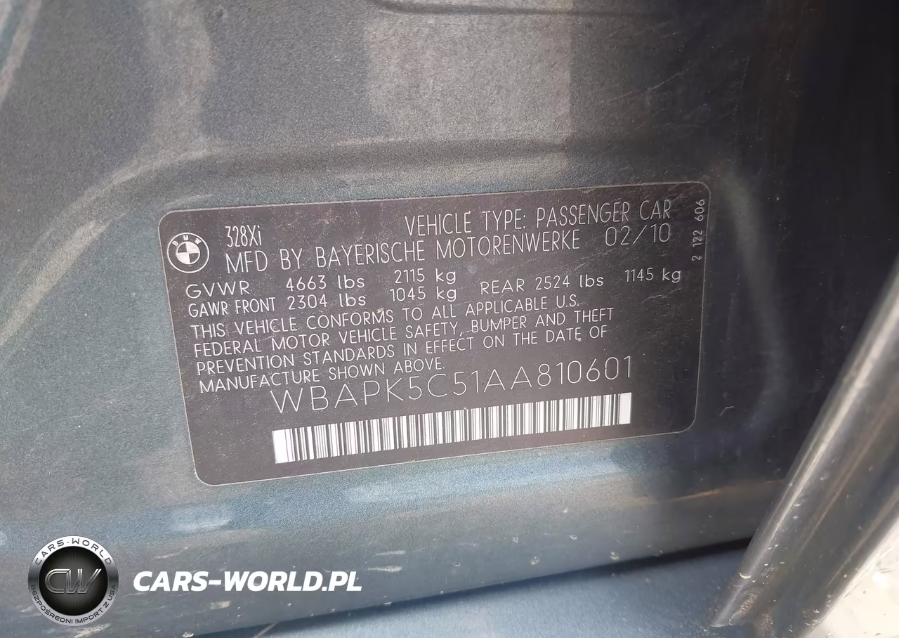 2010 BMW 328I xDrive VIN:WBAPK5C51AA810601 - 9