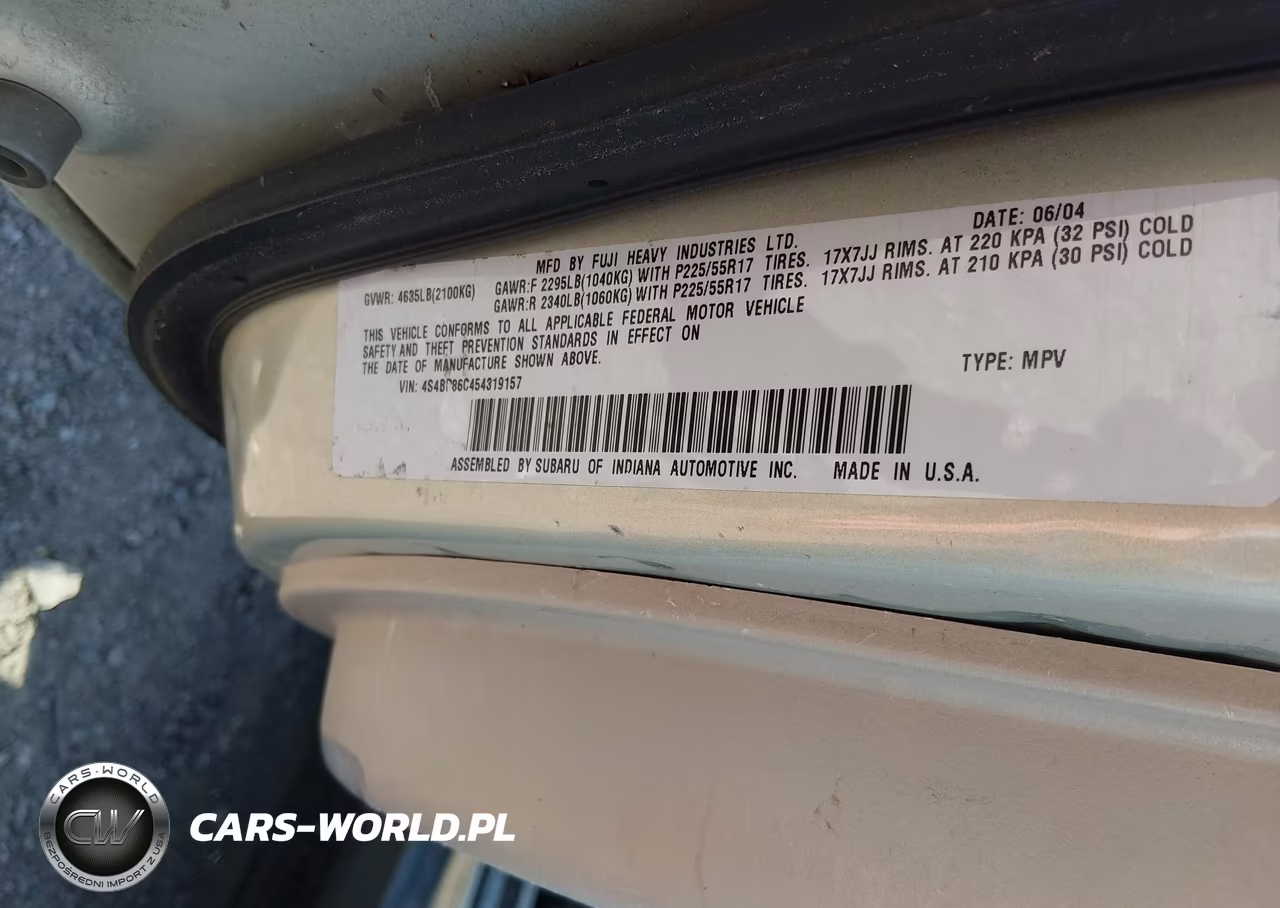 2005 Subaru Outback 3.0R L.l. Bean Edition VIN:4S4BP86C454319157 - 9