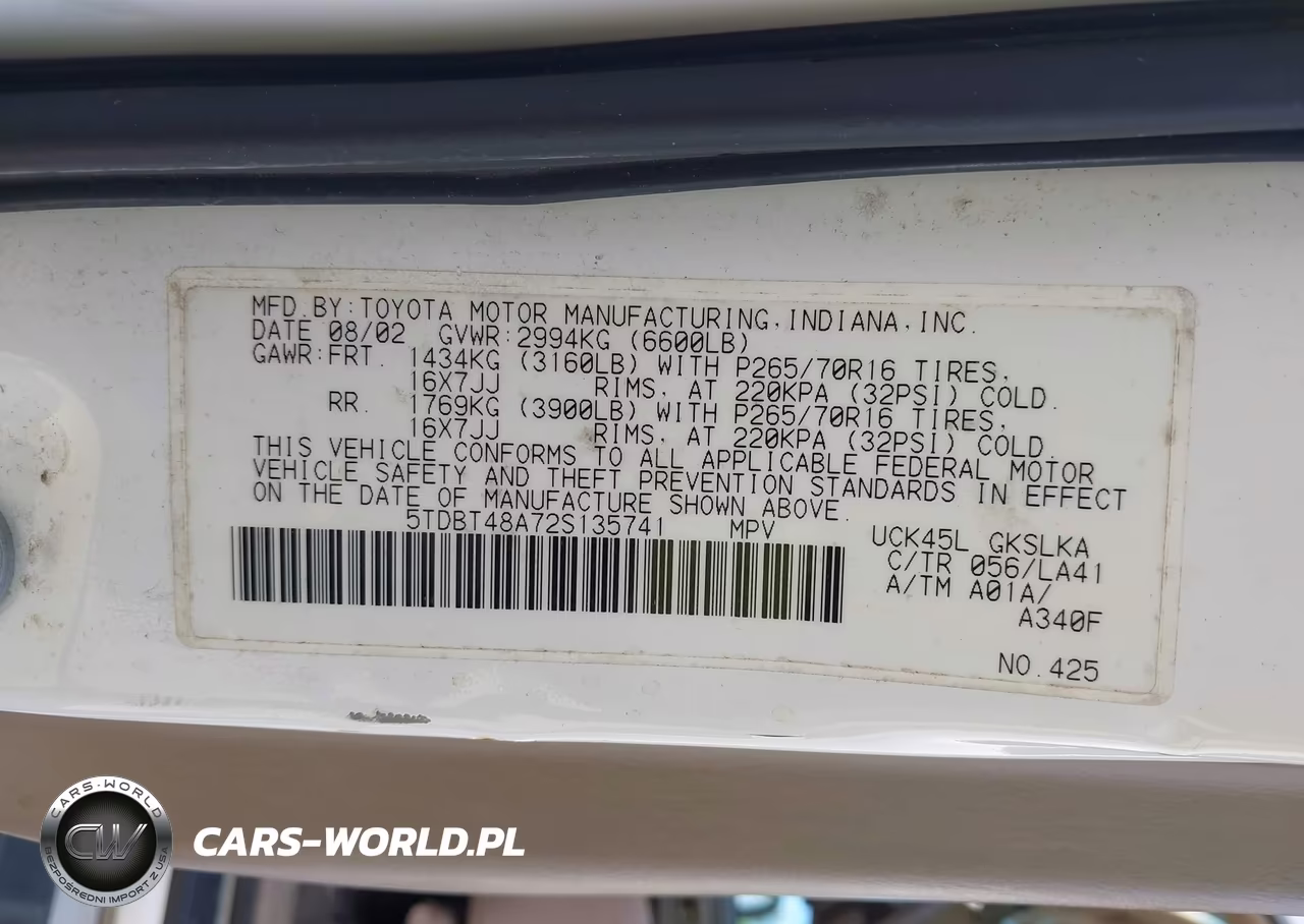 2002 Toyota Sequoia Limited V8 VIN:5TDBT48A72S135741 - 9
