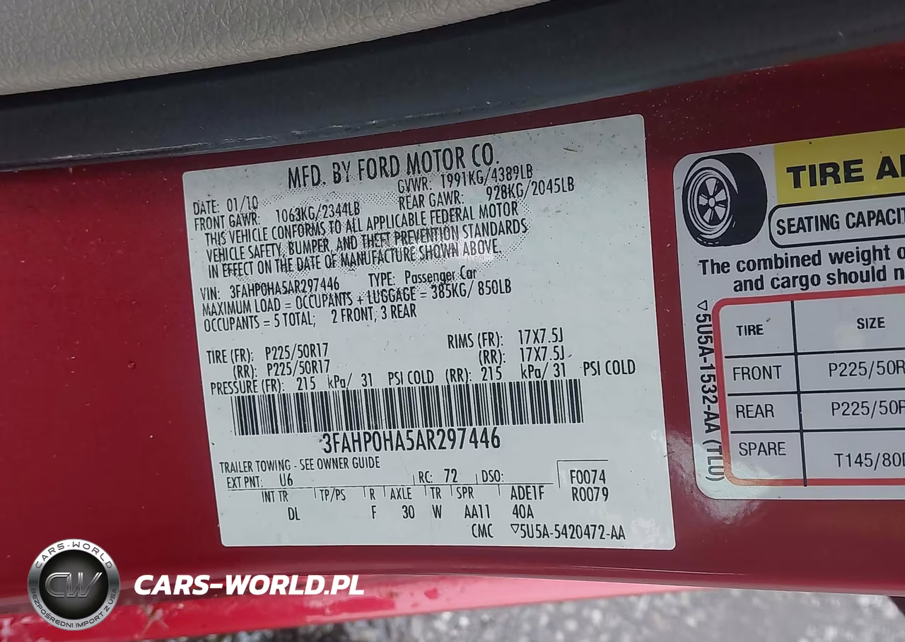 2010 Ford Fusion Se VIN:3FAHP0HA5AR297446 - 9