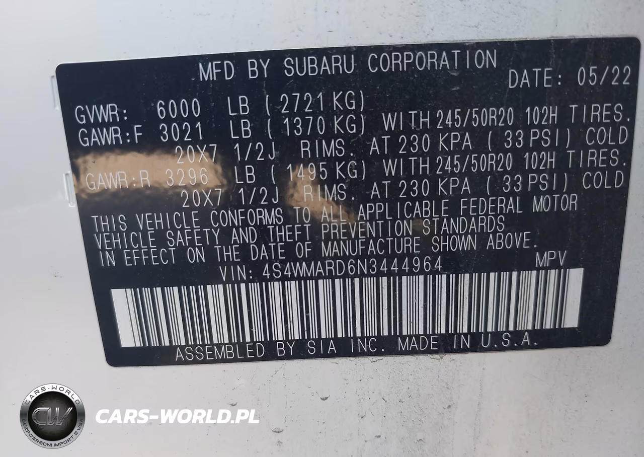 2022 Subaru Ascent Touring VIN:4S4WMARD6N3444964 - 9