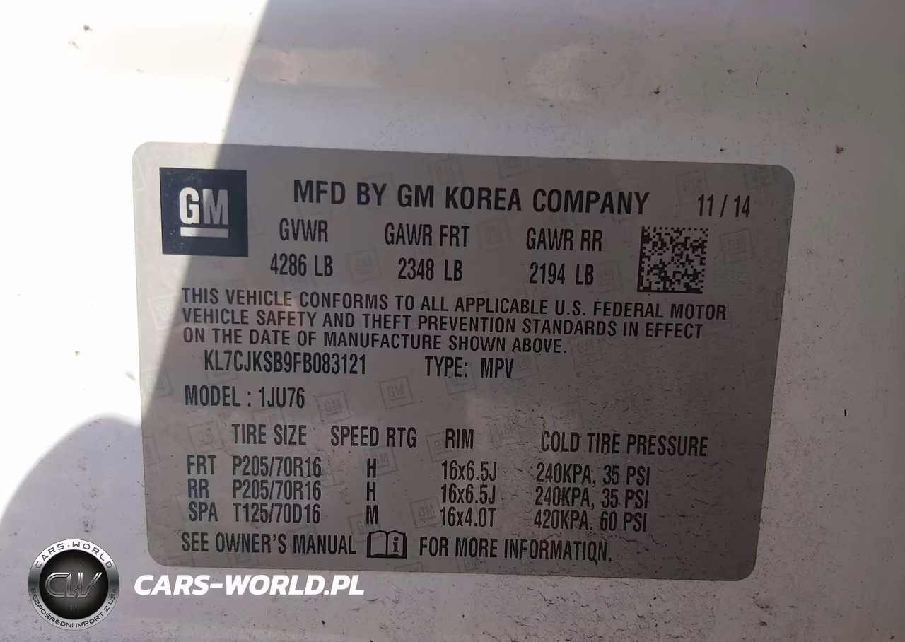 2015 Chevrolet Trax 1Ls VIN:KL7CJKSB9FB083121 - 9