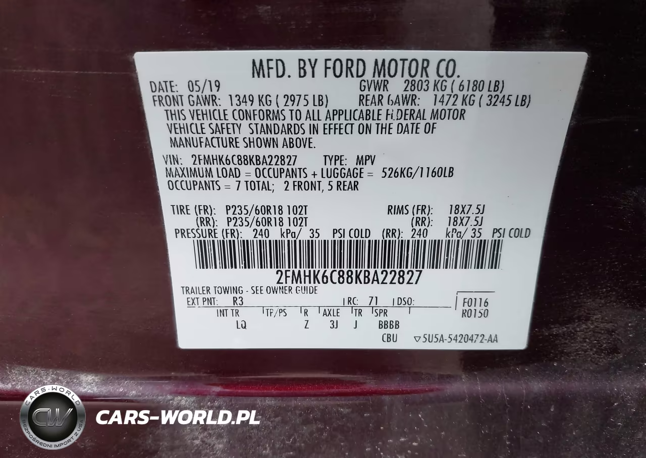 2019 Ford Flex Sel VIN:2FMHK6C88KBA22827 - 9