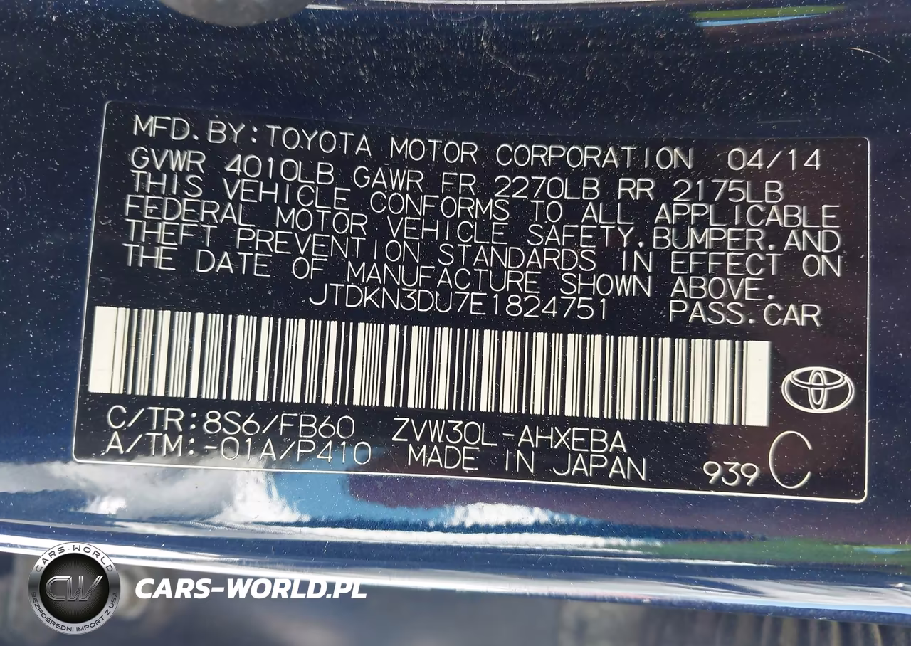 2014 Toyota Prius Three VIN:JTDKN3DU7E1824751 - 9