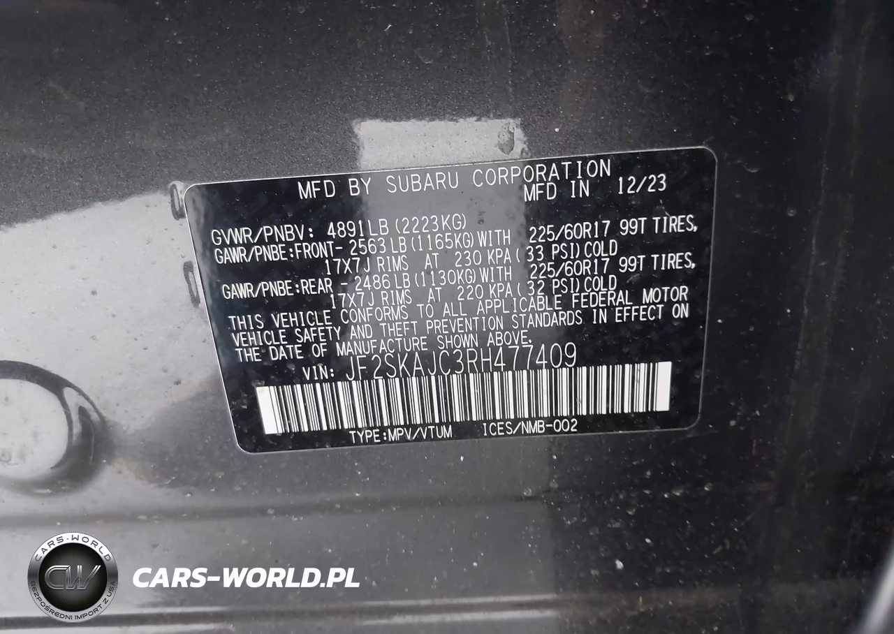 2024 Subaru Forester Wilderness VIN:JF2SKAJC3RH477409 - 9