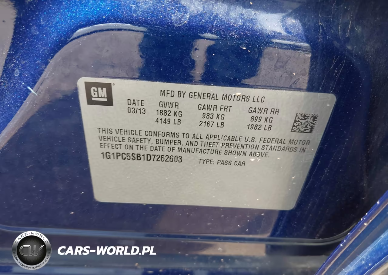 2013 Chevrolet Cruze 1Lt Auto VIN:1G1PC5SB1D7262603 - 9