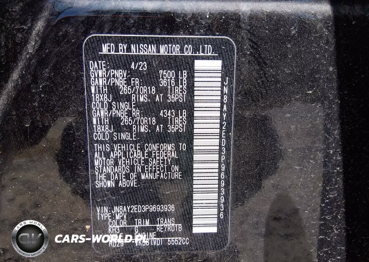 2023 Nissan Armada S 4Wd VIN:JN8AY2ED3P9693936 - 9