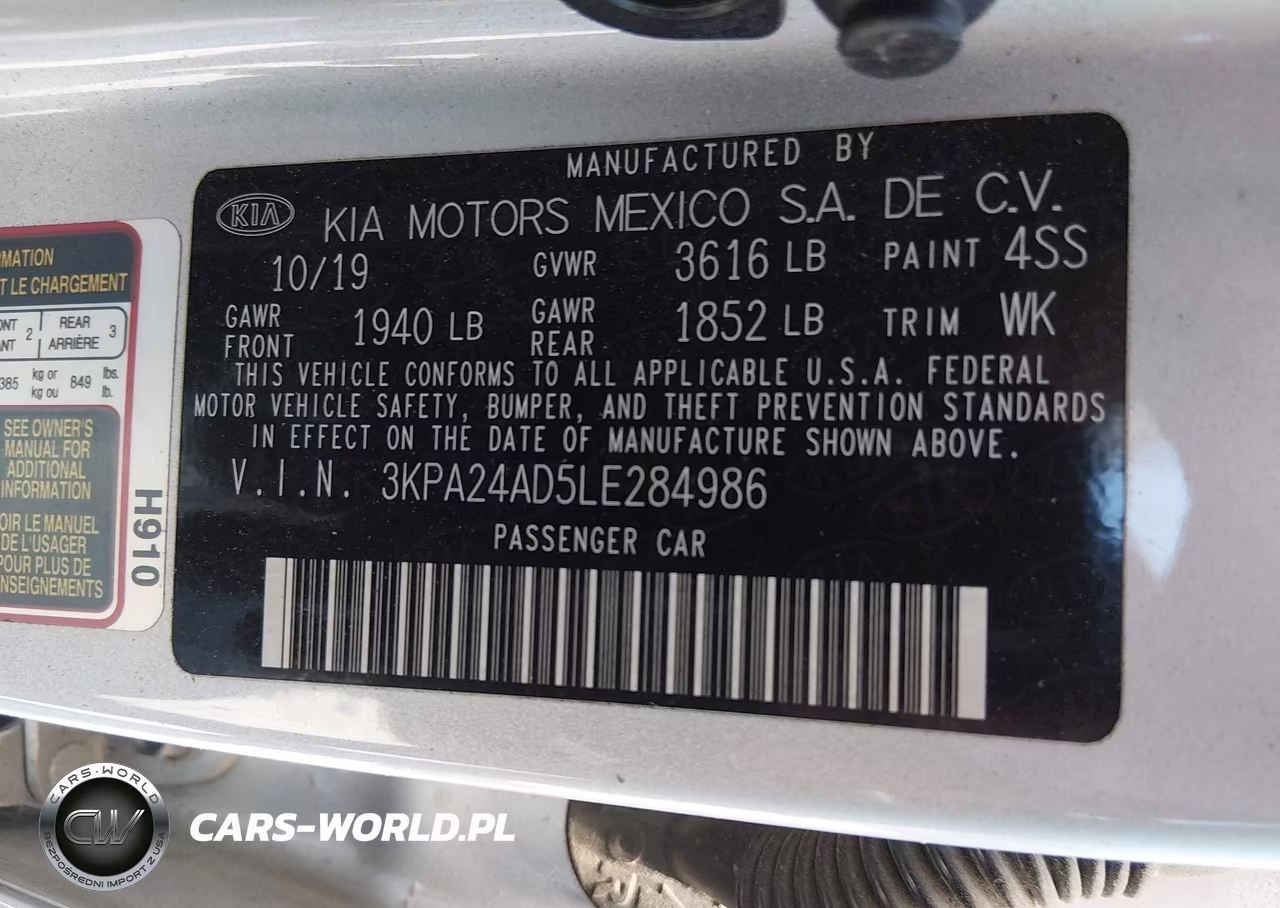 2020 Kia Rio S VIN:3KPA24AD5LE284986 - 9