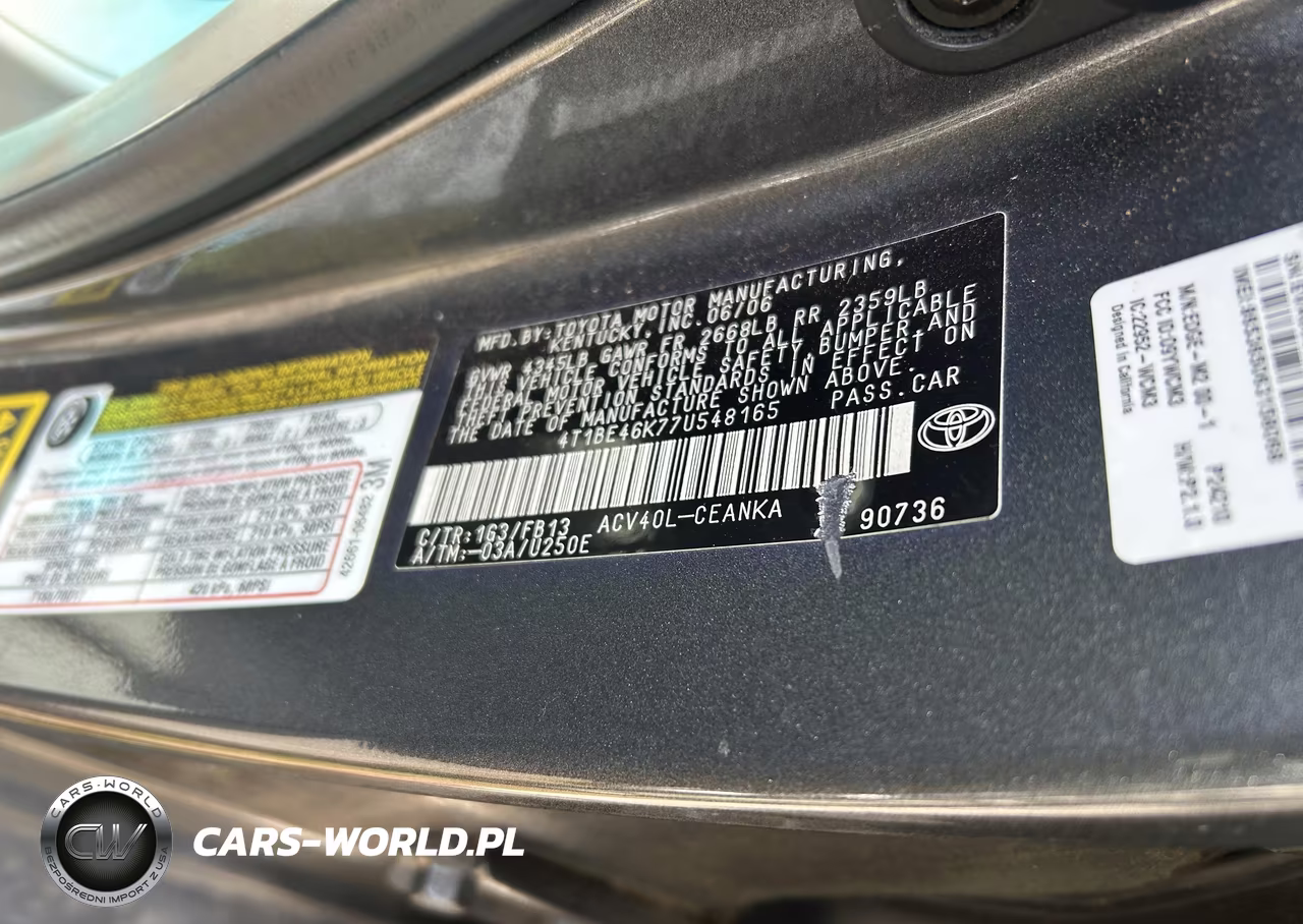 2007 Toyota Camry Le VIN:4T1BE46K77U548165 - 9
