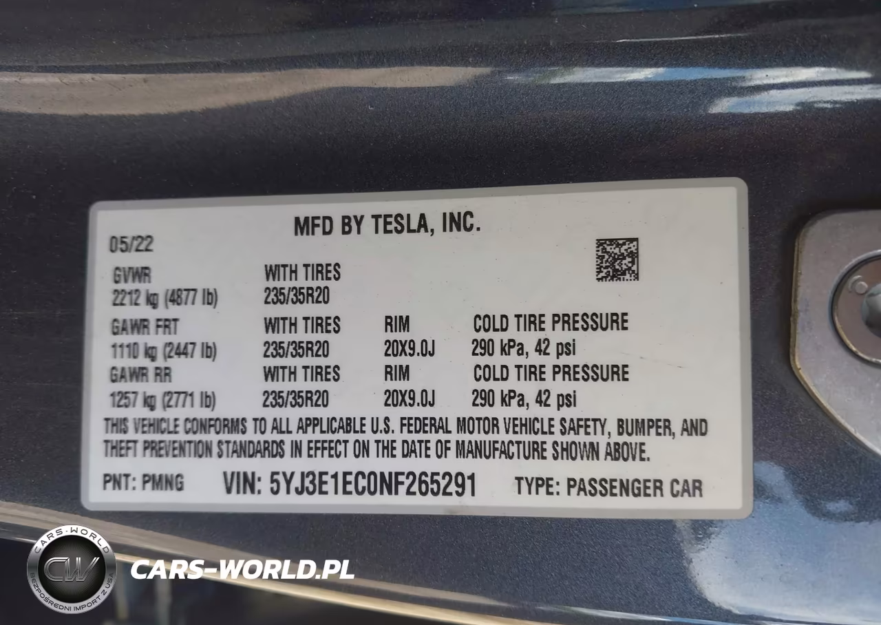 2022 Tesla Model 3 Performance Dual Motor All-Wheel Drive VIN:5YJ3E1EC0NF265291 - 9