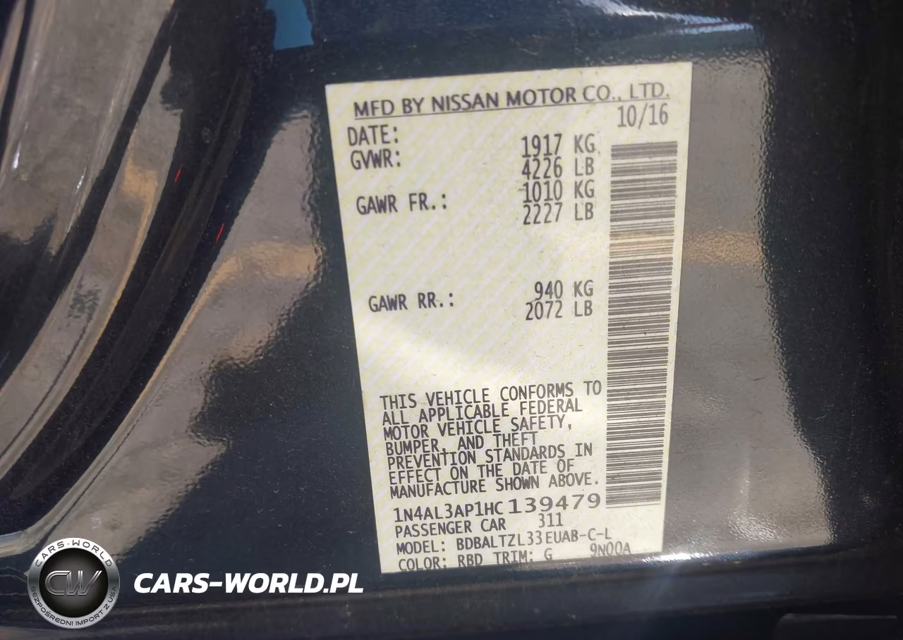 2017 Nissan Altima 2.5 Sl VIN:1N4AL3AP1HC139479 - 9