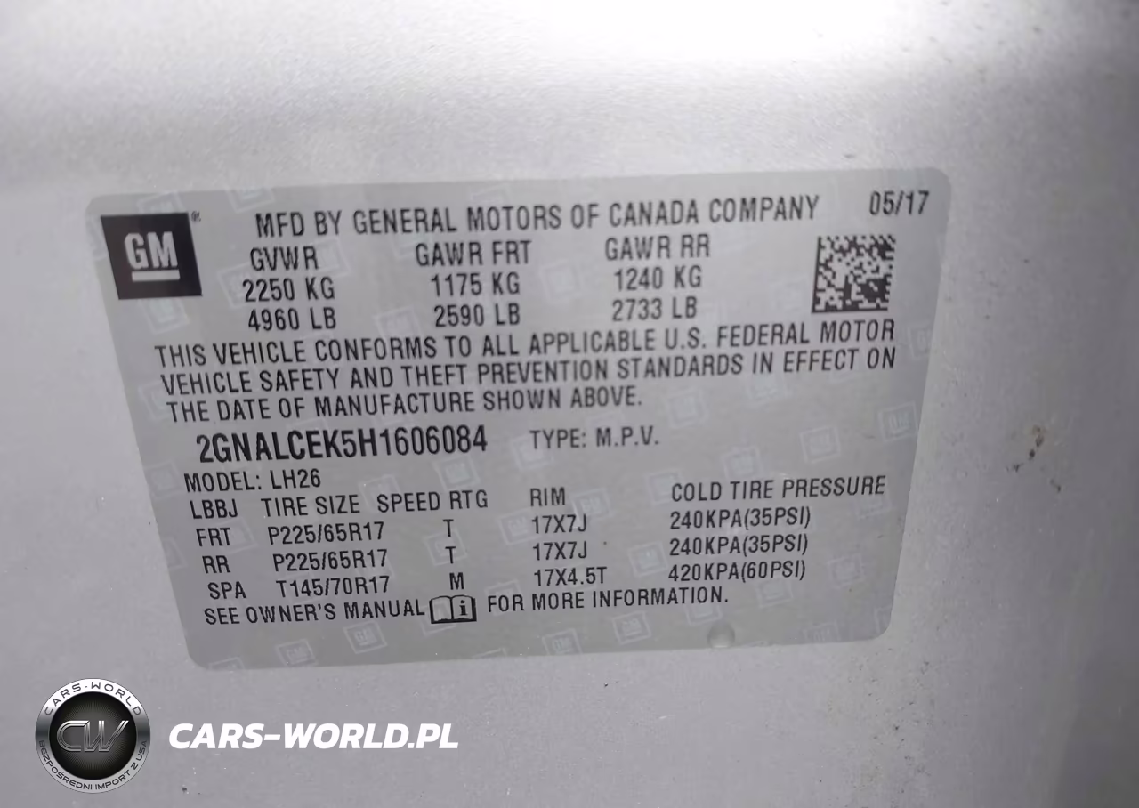 2017 Chevrolet Equinox Lt VIN:2GNALCEK5H1606084 - 9