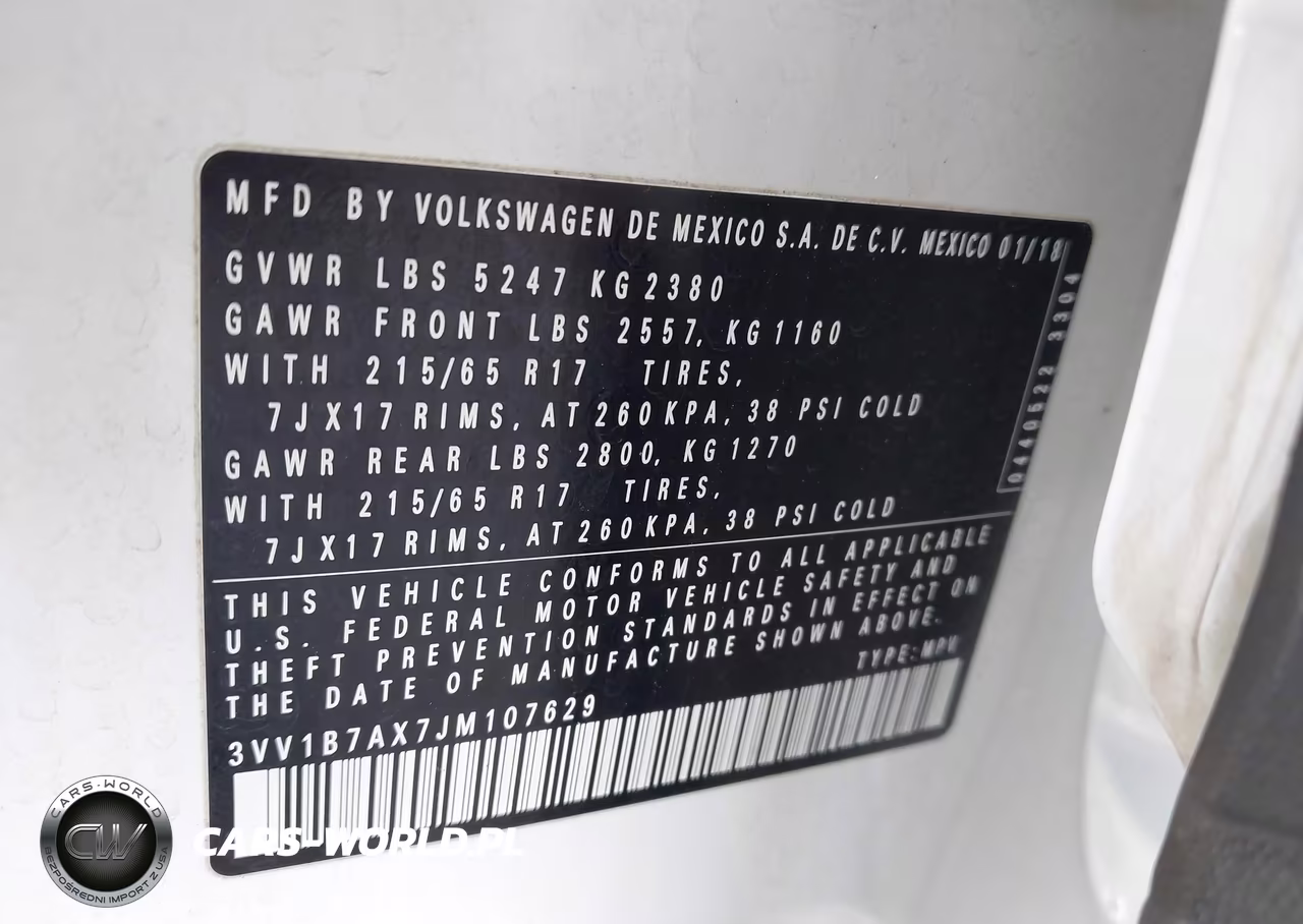 2018 Volkswagen Tiguan 2.0T S VIN:3VV1B7AX7JM107629 - 9