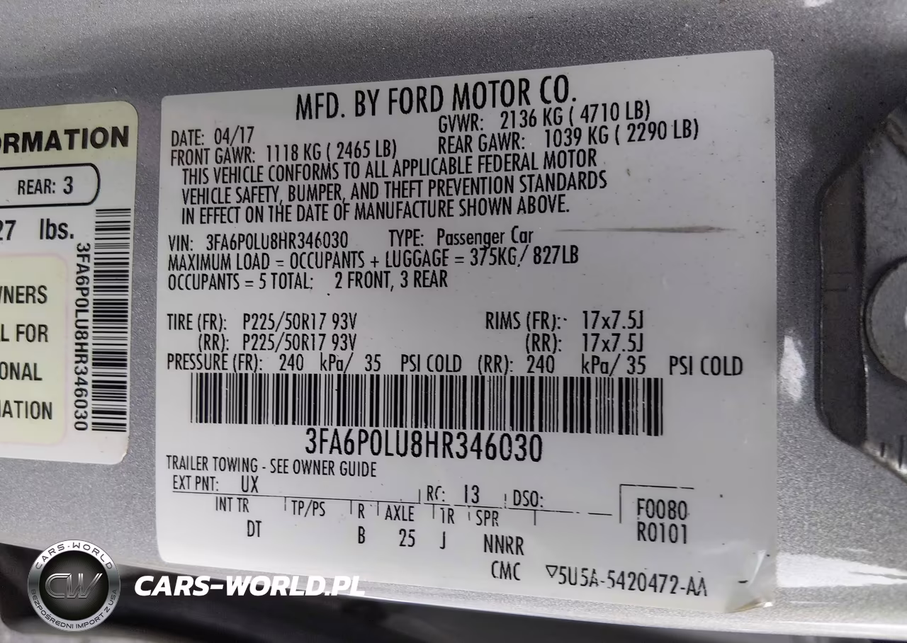 2017 Ford Fusion Hybrid Se VIN:3FA6P0LU8HR346030 - 9