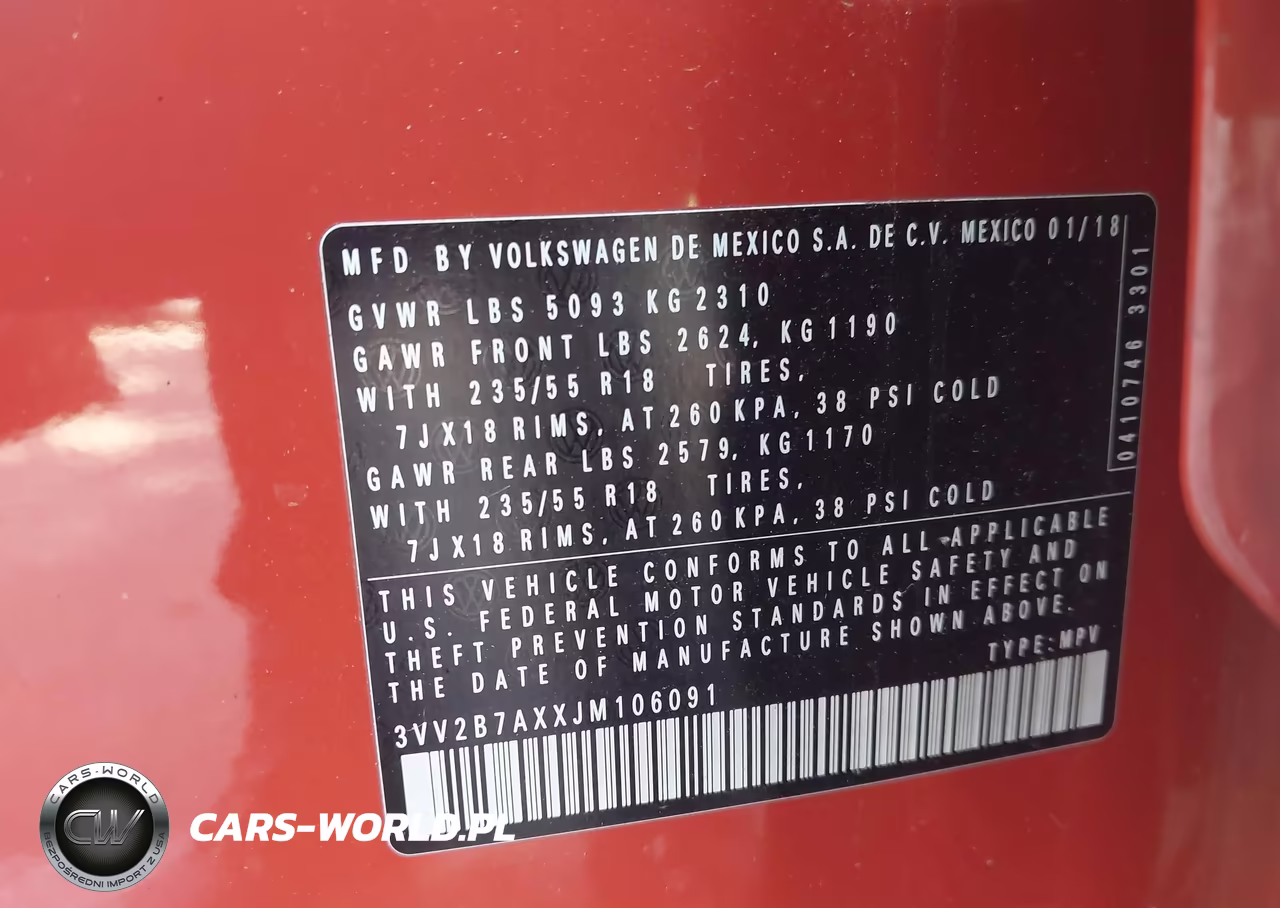 2018 Volkswagen Tiguan 2.0T Se-2.0T Sel VIN:3VV2B7AXXJM106091 - 9
