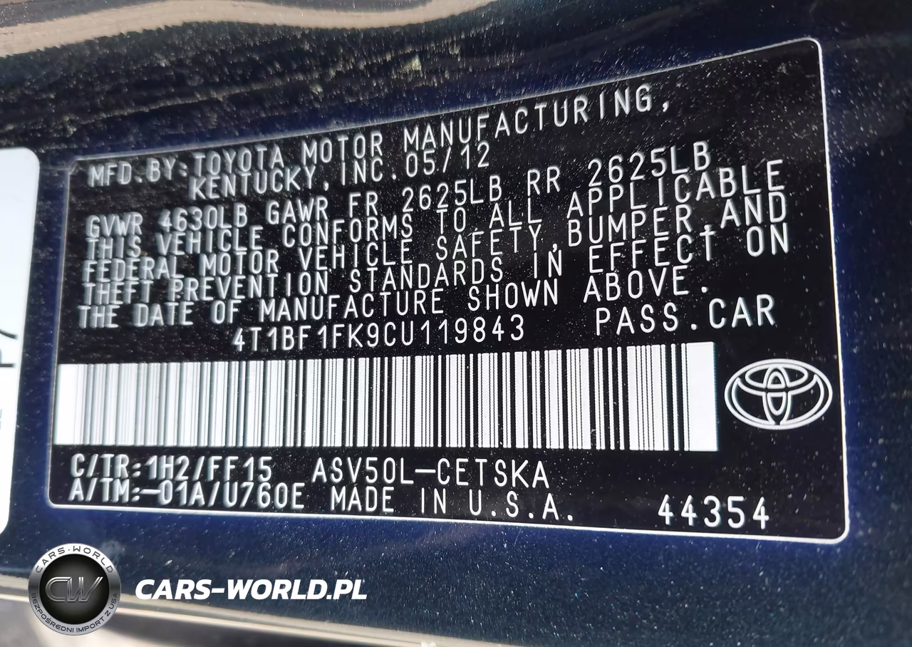2012 Toyota Camry Se VIN:4T1BF1FK9CU119843 - 9
