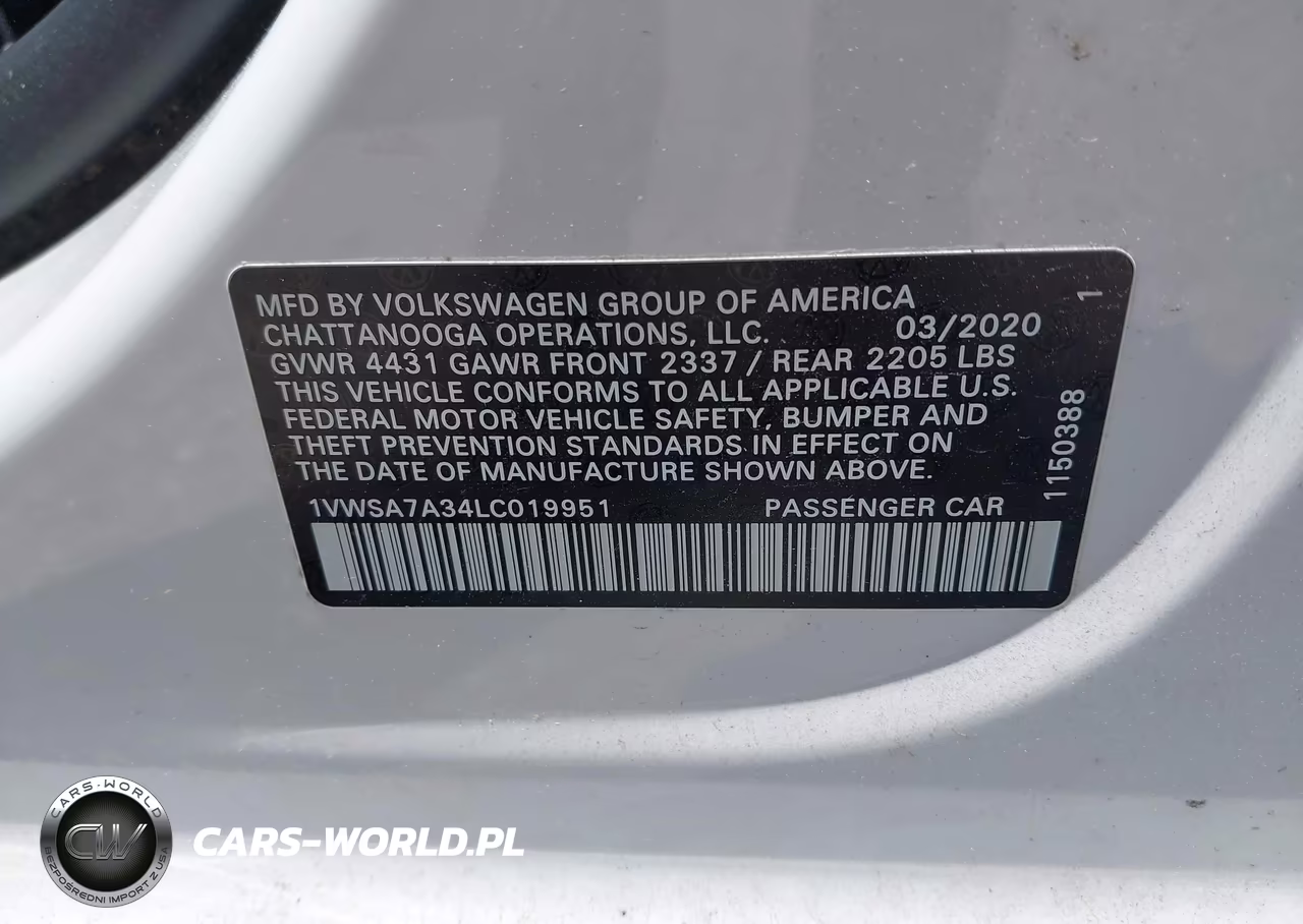 2020 Volkswagen Passat 2.0T Se VIN:1VWSA7A34LC019951 - 9