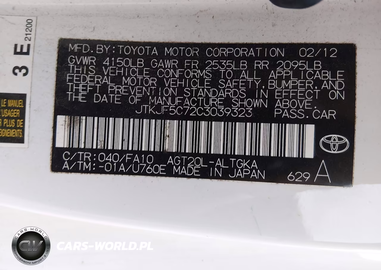 2012 Scion Tc VIN:JTKJF5C72C3039323 - 9