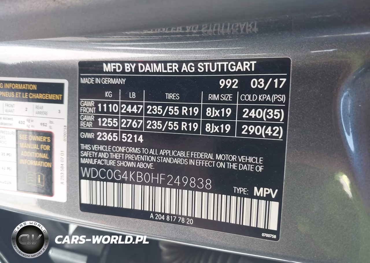 2017 Mercedes-Benz Glc 300 4Matic VIN:WDC0G4KB0HF249838 - 9
