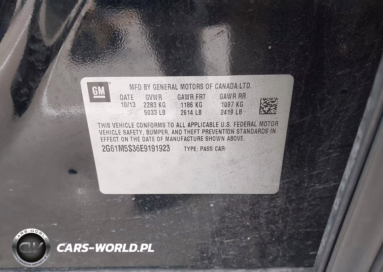 2014 Cadillac Xts Luxury VIN:2G61M5S36E9191923 - 9