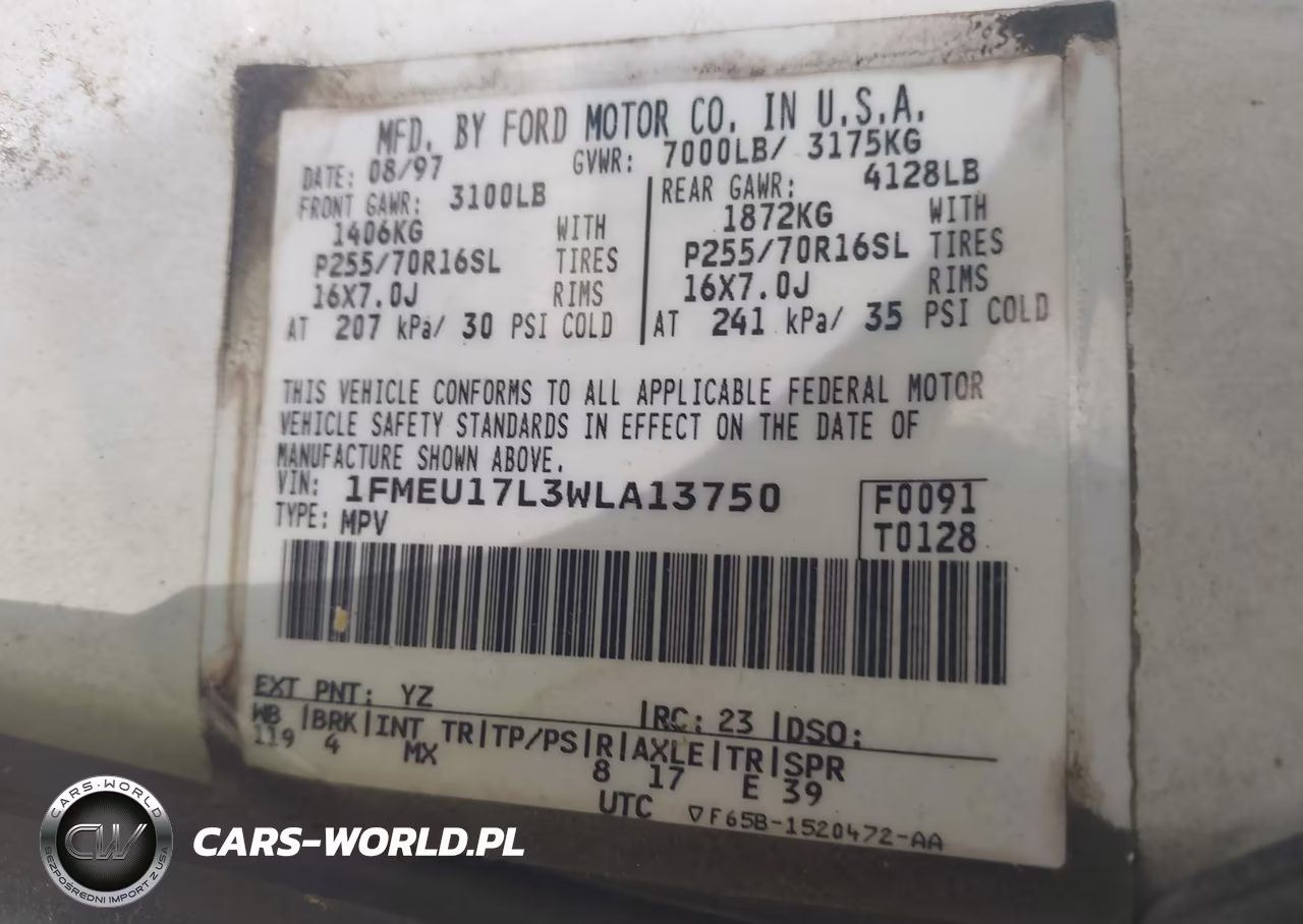 1998 Ford Expedition Eddie Bauer-Xlt VIN:1FMEU17L3WLA13750 - 9